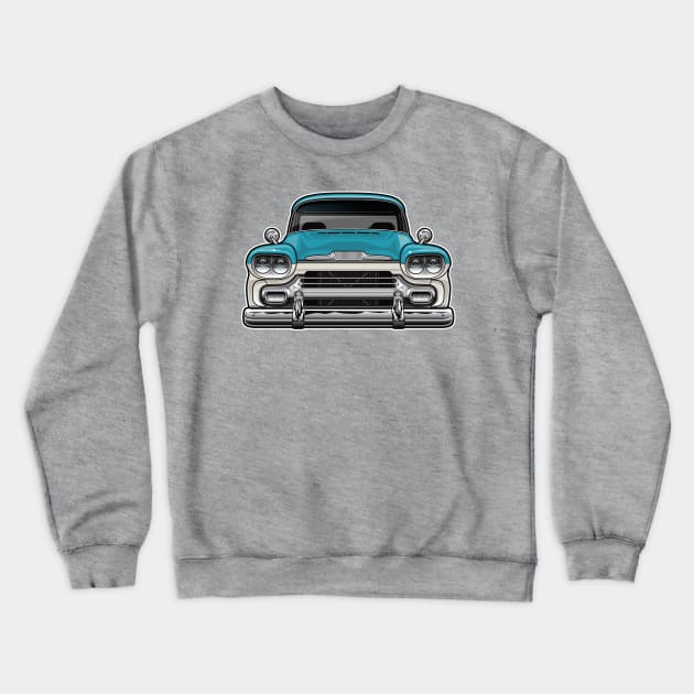 1958 Chevy Apache Turq Crewneck Sweatshirt by RBDesigns